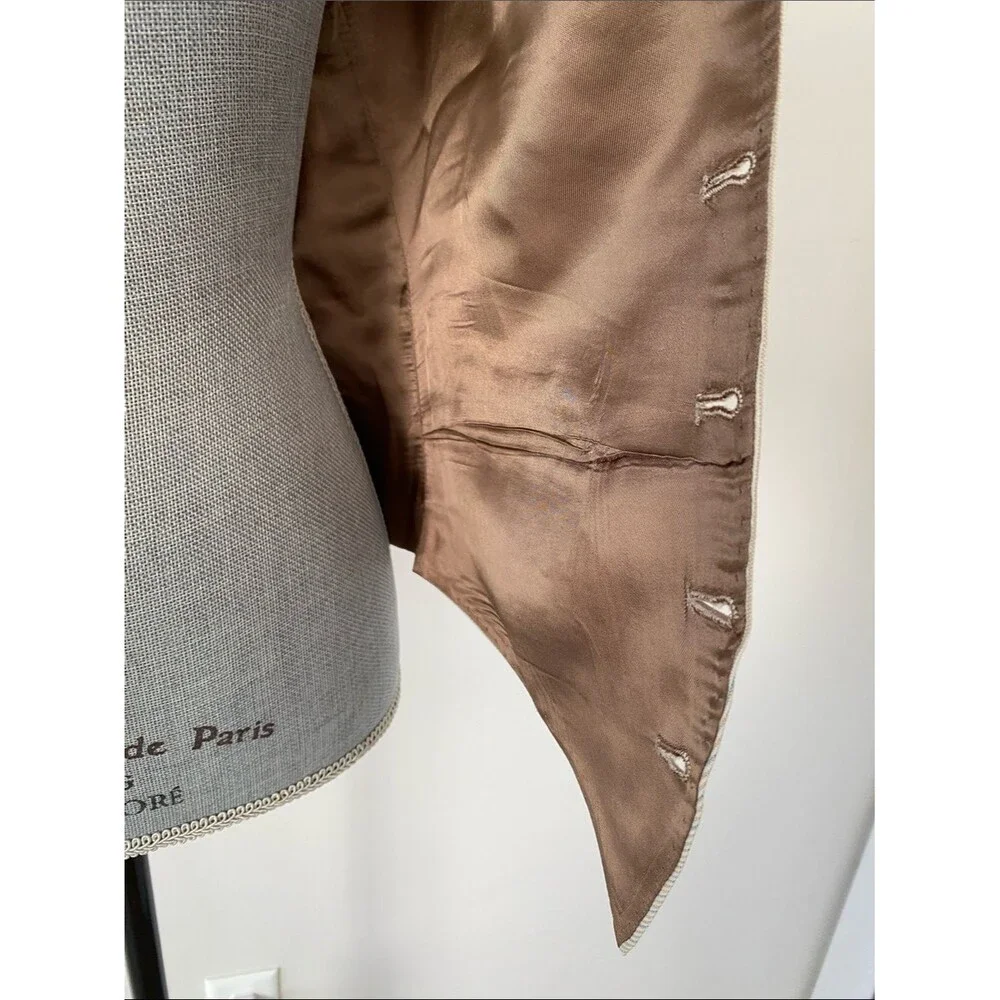 VTG Cream Pinstripe Tailored Vest Brand Unknown Western Preppy Women Sz M